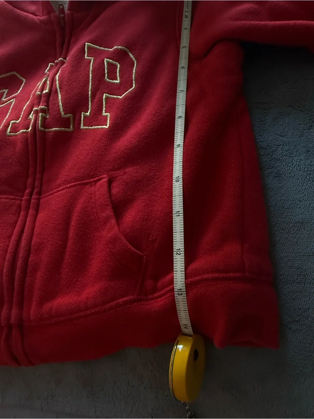 GAP Red Fleece Zip-Up Hoodie with Cream Sherpa Lining